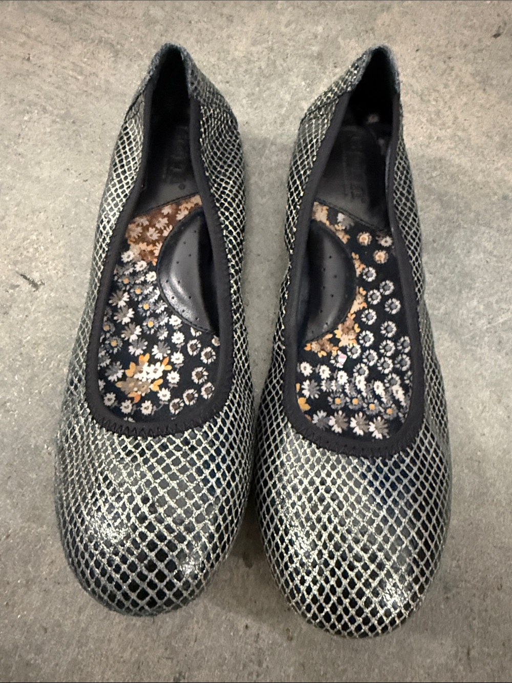 Born Silver Metallic Snake-Print Flats